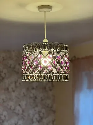 Moda Ceiling Litght Shade Pendant Round Chandelier Acrylic Beaded Home Office • £24.99