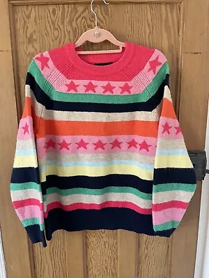 Marks Spencer Multi Colour Rainbow Star Stripe Jumper Size Medium 12 14 • £18