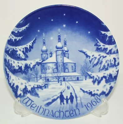 Vtg 1968 Weihnachten 100 Year Bareuther Bavaria Germany Cobalt Blue White Plate • £11.58