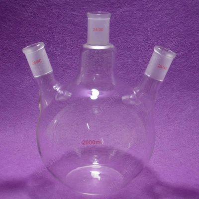 $43.19 • Buy Flat Bottom Flask,2000ML,3 Neck,24/40,Three Neck,2L,lab Flask 24/40