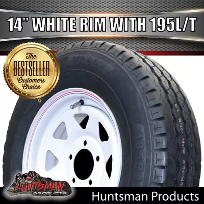 14x6 & 195R14C Sunraysia HQ Wheel Rim & Tyre White Caravan Trailer Boat 195R14 • $123