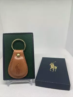 Vintage Polo Ralph Lauren Brown Leather Pony Key Chain Fob New In Box • $17