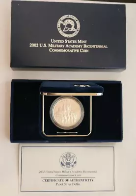 2002 W Military Academy Bicentennial $1 Proof Us Mint Commemorative Coin Box Coa • $25