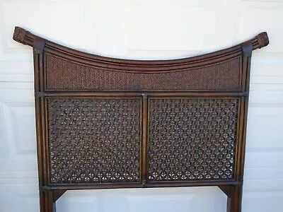 Asian Bamboo Twin Size Headboard Rattan Pier 1 Tropical Pagoda West Indies East • $199