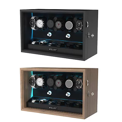 Luxury Automatic 6/8 Watch Winder With 6/4 Storage Box With Quiet Mabuchi Motors • $189.99