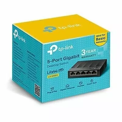 TP-Link LS1005G 5-Port Desktop/Wallmount Gigabit Ethernet Switch/Hub Network Sp • £12.90