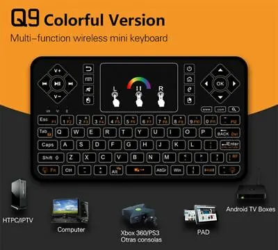 £21.31 • Buy Q9 RPG 7-Color Backlight 2.4GHz USB Mini Wireless Keyboard Remote+Touch Mousepad