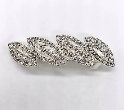 Lovely 4 Clear Crystal Diamante Rhinestone Ovals Barrette Hair Clip New Aus • $16