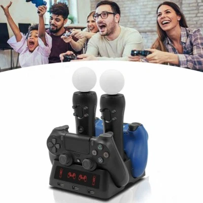 $19.58 • Buy For PS4 Slim Pro PS VR Move Motion Controllers 4 In 1 USB Charger Dock Stand