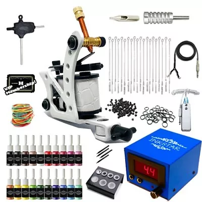 Inkstar Tattoo Kit Machine Coil Gun Venture Set Power Supply 20 Ink Set Needles • $28.99