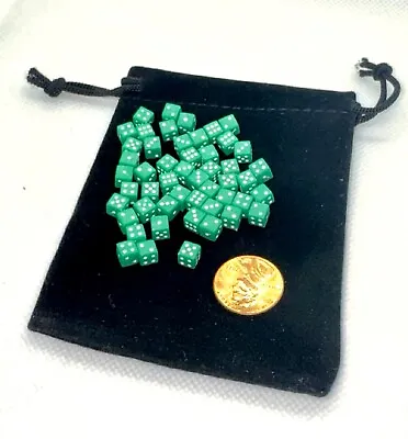 NEW 5mm Deluxe 50 MINI Dice Transparent Green RPG Game Tiny D6 Set • $13.99
