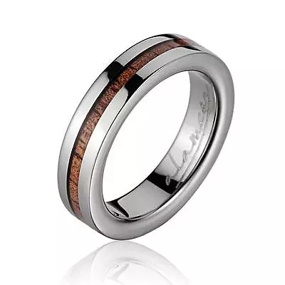 Genuine Inlay Hawaiian Koa Wood Wedding Band Ring Titanium 4mm Size 3-10 • $49.99