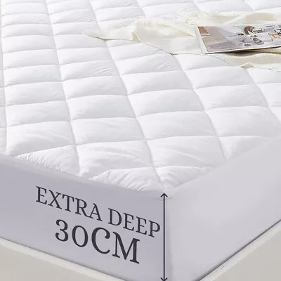 £3.99 • Buy Quilted Mattress Protector Extra Deep Fitted Sheet Cover Single Double King Size