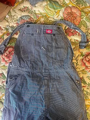 Dickies Hickory Striped Denim Bib Overalls Railroad 32x30 • $27.50