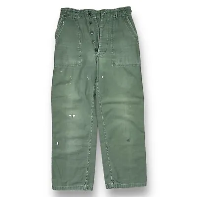 VTG 70s US Army OG-107 Type 1 Trousers Pants Men's 28x28 Military Vietnam SATEEN • $89.99