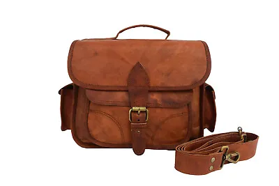 Vintage Leather Messenger Bag DSLR SLR Camera Padded Case Satchel Crossbody • $61.59