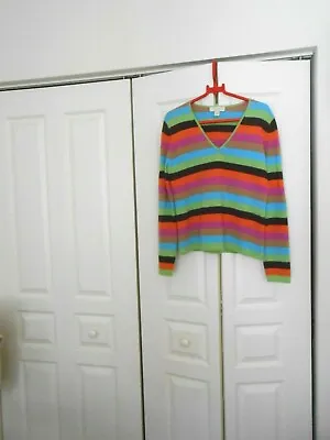 Mainbocher----cashmere Striped V-neck Sweater---large • $48.99