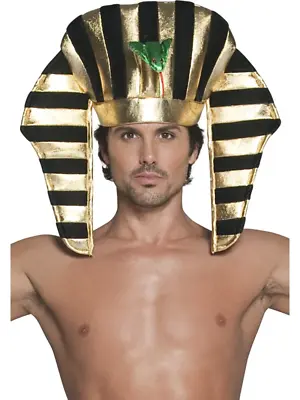 Egyptian Pharaoh King Black Gold Headpiece Adults Fancy Dress Accessory • £6.99