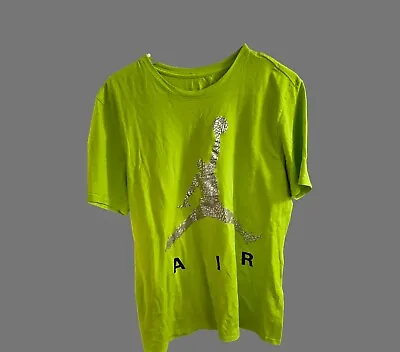 Mens Nike Air Jordan Silver Embossed Shirt Jumpman Size L • $15.50