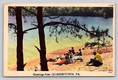 People Beach Greetings From Quakertown PA P283A • $9.99