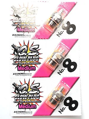 OS No.8 #8 Medium Nitro Glow Plug - 3 Pack 71608001 • $23.99