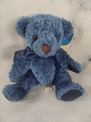 Russ Berrie Kipper Blue Teddy Bear 6.5  Plush Stuffy Jewish Star Of David Bow • $19.95