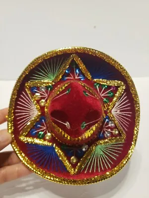 MINIATURE MINI Mexican MARIACHI SOMBRERO SEQUIN STITCHED HAT 6  SOUVENIR CHARRO  • $19.99