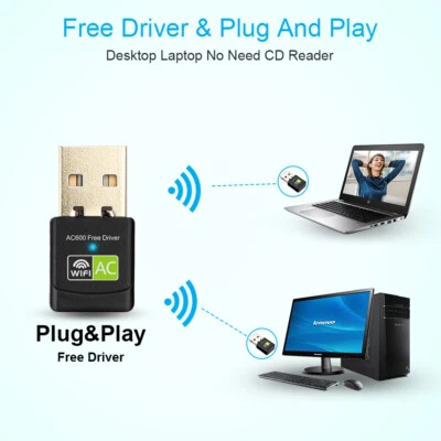 $15.60 • Buy Dual Band USB Wifi Adapter Free Driver 600Mbps Wi Fi 5ghz Antenna Ethernet PC 