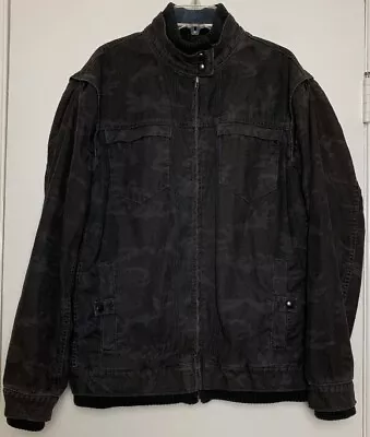 LEVI’S Moto Style Jacket Men’s Size L Black Camo Camouflage Cotton Ribbed Trims • $17.99