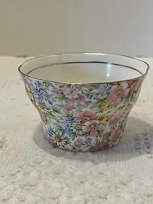 ROSINA Bone China Open Sugar Bowl England Gold Trim Chintz VTG • $27.99