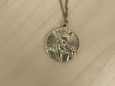 Rare Vintage Brillant Gold Tone Elvis Presley King Of Rock 1935-1977 Necklace • $9