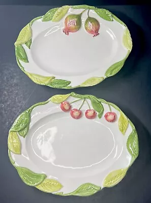 San Marco Nove Italy Majolica Fruit  Salad/Desert Plates Oval Set If (2) • $23