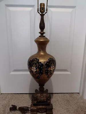 Vintage Moser Glass Bohemian Art Glass Lamp Spelter Ornate 43  • $300