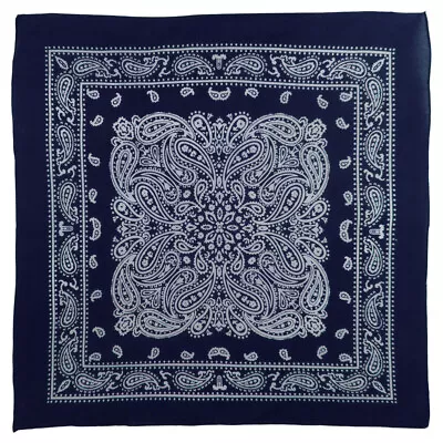 XL Montana Paisley Bandana Soft Lightweight Cotton Extra Large 26  X 26  - Navy • $12.67