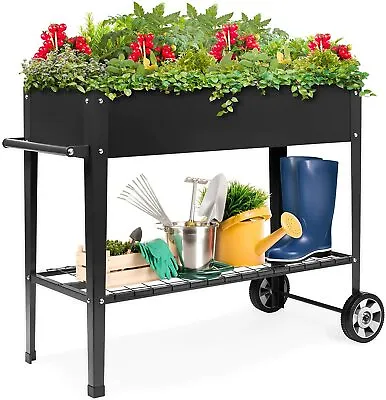 £44.95 • Buy Raised Bed Garden Planter Elevated Mobile Ergonomic Lower Shelf & Wheels