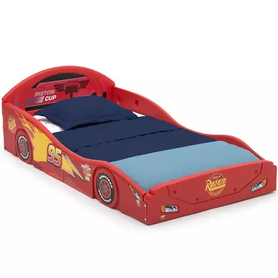 Pixar Cars Lightning Mcqueen Toddler Bed Frame Durable Plastic Kids Boys Crib • $73.99