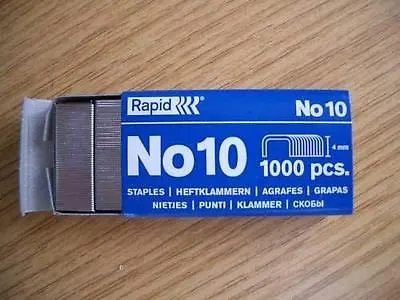 £2.99 • Buy Rapid Number No. 10 (Fit Rexel 4mm X 9mm) Staple X Box Of 1000 Staples