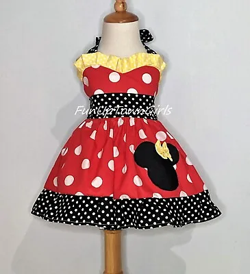 Girls Red Polka Dot Minnie Mouse Toddler Halter Dress • $35