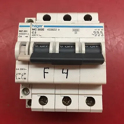 Hager MC302E C2 Circuit Breaker With MZ201 Contact Auxiliary • $38