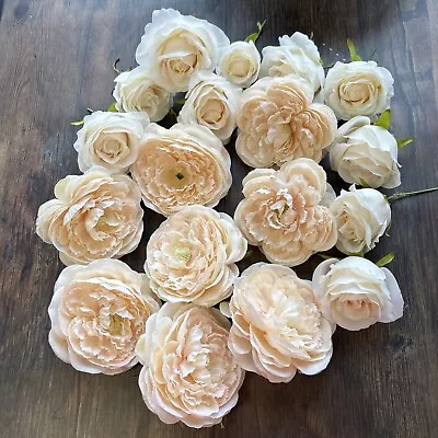 Blush Peach Pink Artificial Faux Flower Bundle Flowers Wedding Crafts • £8