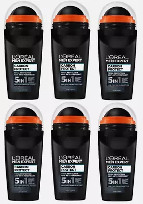 6 X L'Oréal Men Expert 5-in-1 Roll-On Deodorant Against Odours Moisture Bacteria • £17.79