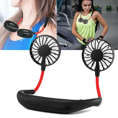 $13.60 • Buy Portable Mute Mini HandHald Lazy Fan Hanging Neck Fan USB Rechargeable LED Rest