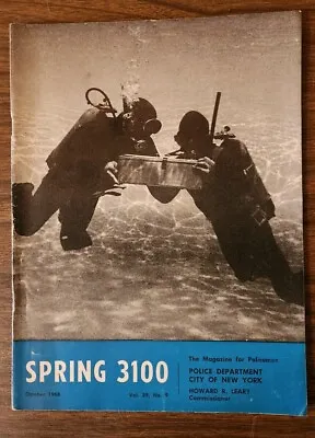 NYPD Spring 3100 Magazine New York City Police Vintage OCT 1968 SCUBA TEAM • $10