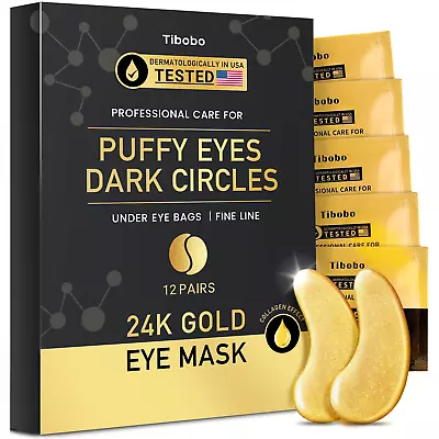 Under Eye Patches (12 Pairs) - 24K Gold Eye Masks Treatment For Eye Bags Puffy  • $14.99