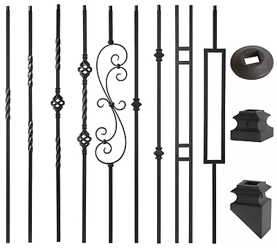 Satin Black - 3/4  Square Mega Hollow Iron Balusters For Stair Remodel • $5.46
