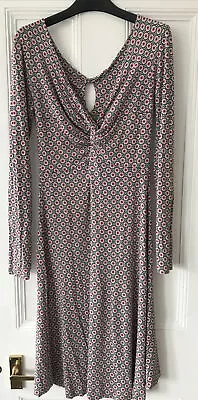 Women’s N & Willow Fuchsia & Grey Pattern V-Neck Long Sleeved Dress Size L • £5.99