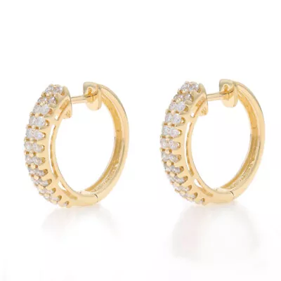 Sonia B Diamond Hoop Earrings - Yellow Gold 14k Round Brilliant 1.00ctw Pierced • $1079.99