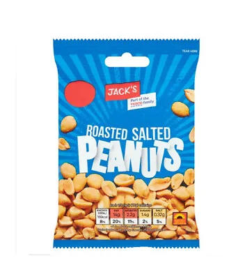 Jack's Roasted Salted Peanuts| Full Case Of 24x 60g • £14.99