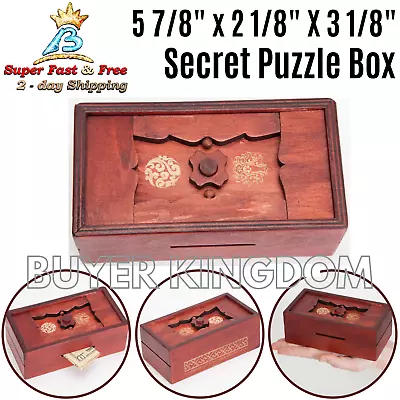 Genius Japanese Secret Puzzle Box Brainteaser Money Holder Storage Compartment • $29.69