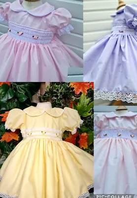 DREAM 0-8 Years BABY GIRLS  Traditional Smocked  Twirly Dress Various Colours • £36.99